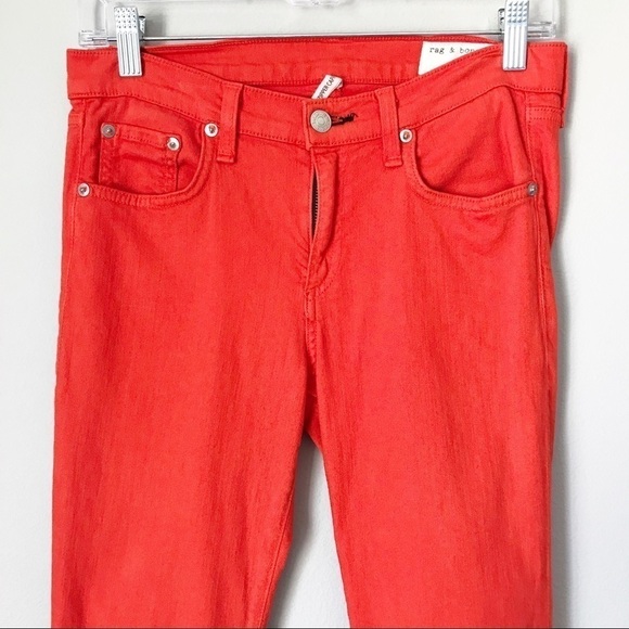 Rag & Bone Zipper Capri Crop Jeans Sz 27 Orange - Picture 5 of 10